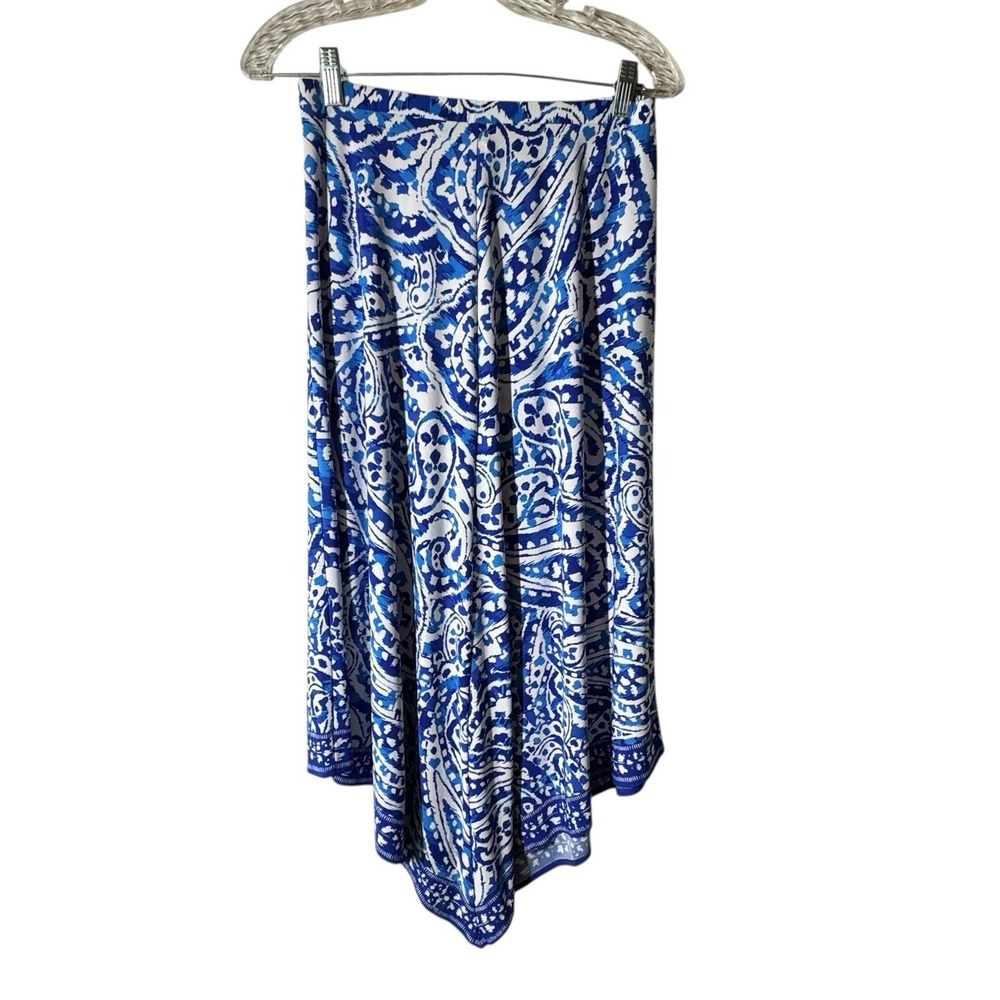 Chico's Skirt Women's Size 0 Small Elastic Waist Paisley Print Blue Knit